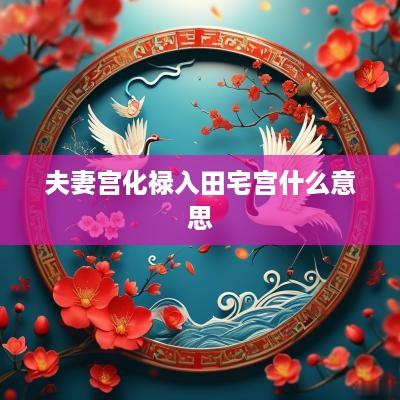 夫妻宫化禄入田宅宫什么意思