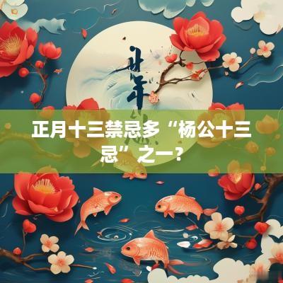 正月十三禁忌多“杨公十三忌”之一？