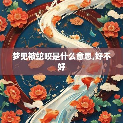 梦见被蛇咬是什么意思,好不好