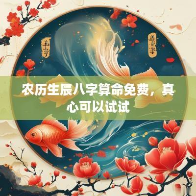 农历生辰八字算命免费，真心可以试试