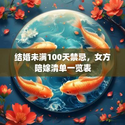 结婚未满100天禁忌，女方陪嫁清单一览表