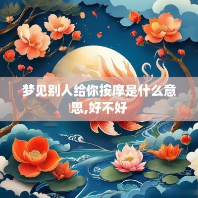 梦见别人给你按摩是什么意思,好不好