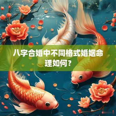 八字合婚中不同格式婚姻命理如何？