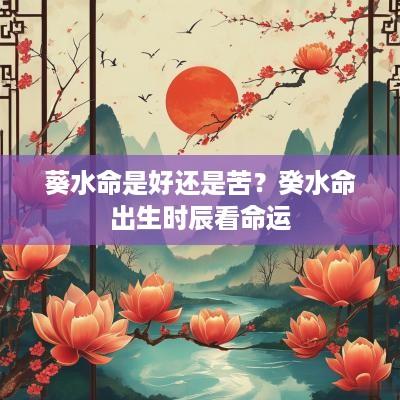葵水命是好还是苦？癸水命出生时辰看命运