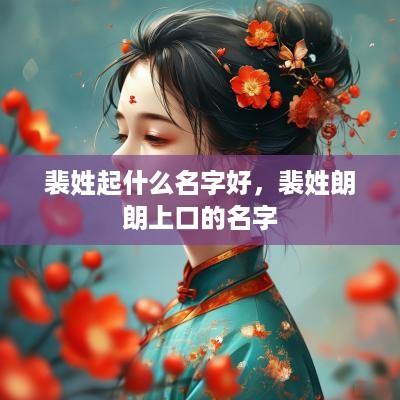 裴姓起什么名字好，裴姓朗朗上口的名字