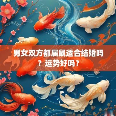 男女双方都属鼠适合结婚吗？运势好吗？
