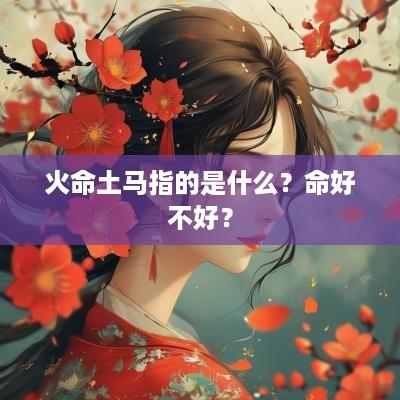 火命土马指的是什么？命好不好？