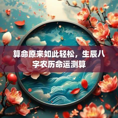 算命原来如此轻松，生辰八字农历命运测算