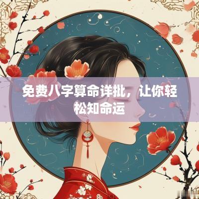 免费八字算命详批，让你轻松知命运