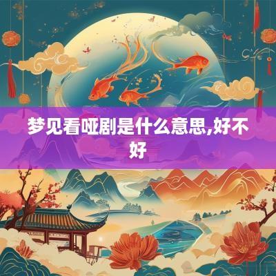 梦见看哑剧是什么意思,好不好