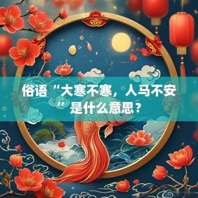 俗语“大寒不寒，人马不安”是什么意思？