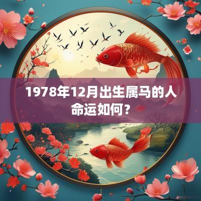 1978年12月出生属马的人命运如何？