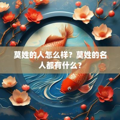 莫姓的人怎么样？莫姓的名人都有什么？
