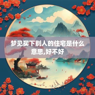 梦见买下别人的住宅是什么意思,好不好