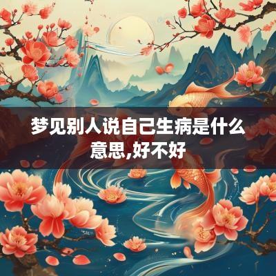 梦见别人说自己生病是什么意思,好不好