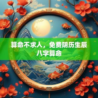 算命不求人，免费阴历生辰八字算命