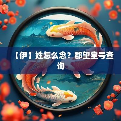 【伊】姓怎么念？郡望堂号查询
