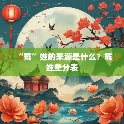 “戴”姓的来源是什么？戴姓辈分表