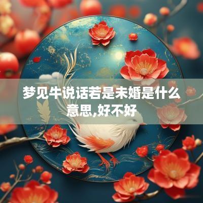梦见牛说话若是未婚是什么意思,好不好