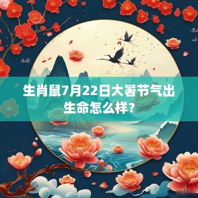 生肖鼠7月22日大暑节气出生命怎么样？