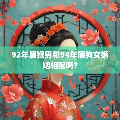92年属猴男和94年属狗女婚姻相配吗？
