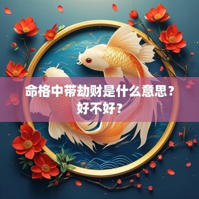 命格中带劫财是什么意思？好不好？