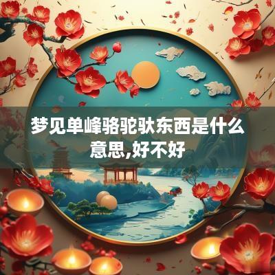 梦见单峰骆驼驮东西是什么意思,好不好