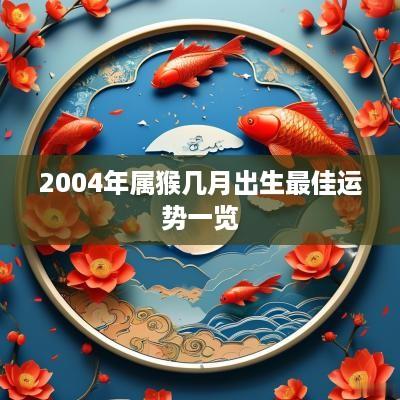 2004年属猴几月出生最佳运势一览