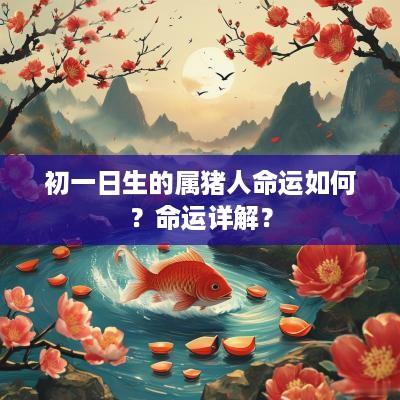 初一日生的属猪人命运如何？命运详解？