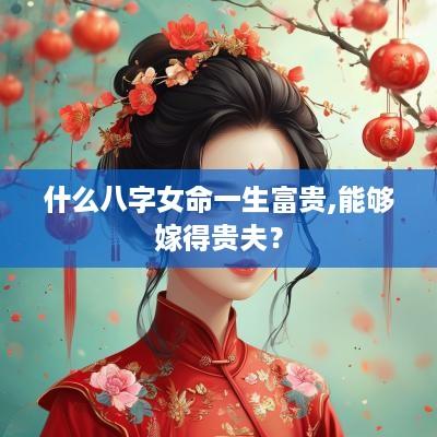 什么八字女命一生富贵,能够嫁得贵夫？