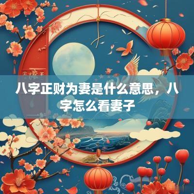 八字正财为妻是什么意思，八字怎么看妻子