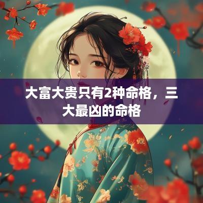 大富大贵只有2种命格，三大最凶的命格