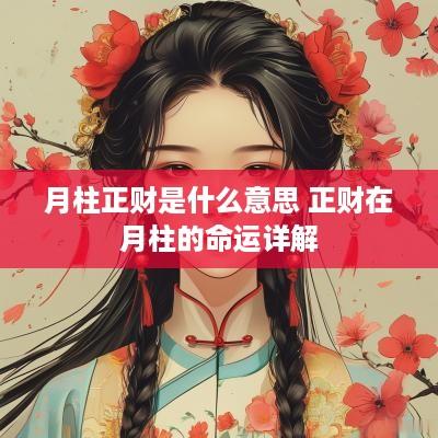 月柱正财是什么意思 正财在月柱的命运详解