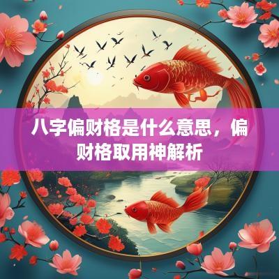 八字偏财格是什么意思，偏财格取用神解析