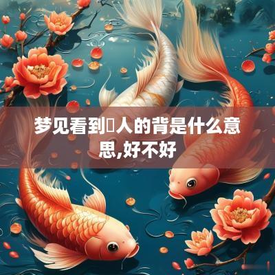 梦见看到別人的背是什么意思,好不好