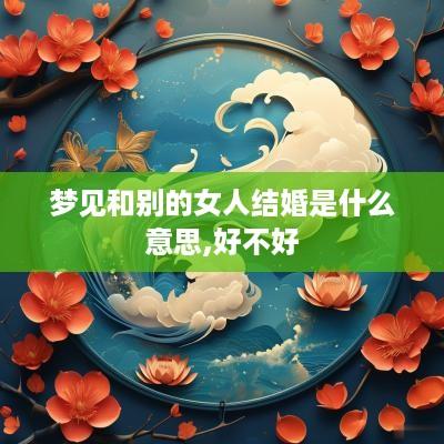 梦见和别的女人结婚是什么意思,好不好
