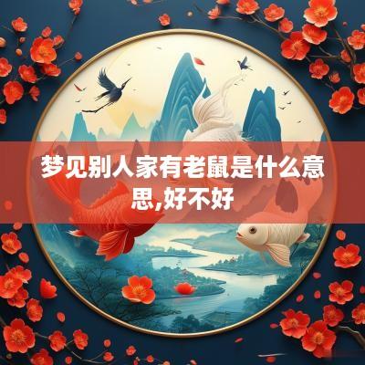 梦见别人家有老鼠是什么意思,好不好