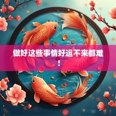 做好这些事情好运不来都难！
