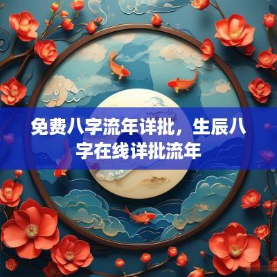 免费八字流年详批，生辰八字在线详批流年