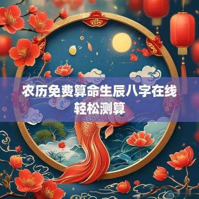 农历免费算命生辰八字在线轻松测算