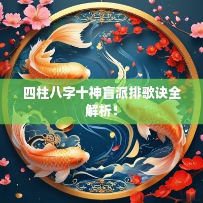 四柱八字十神盲派排歌诀全解析！