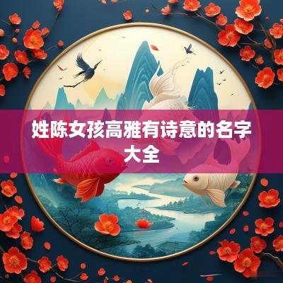 姓陈女孩高雅有诗意的名字大全
