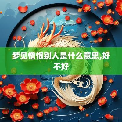 梦见憎恨别人是什么意思,好不好