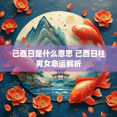 己酉日是什么意思 己酉日柱男女命运解析