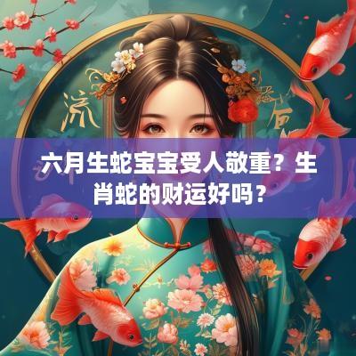 六月生蛇宝宝受人敬重？生肖蛇的财运好吗？