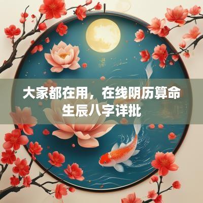 大家都在用，在线阴历算命生辰八字详批