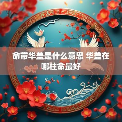 命带华盖是什么意思 华盖在哪柱命最好