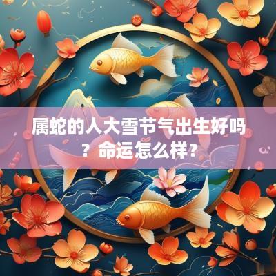 属蛇的人大雪节气出生好吗？命运怎么样？