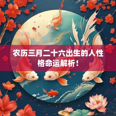 农历三月二十六出生的人性格命运解析！