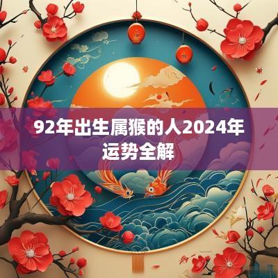 92年出生属猴的人2025年运势全解